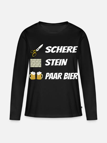 Schere , Stein, Paar Bier - Frauen Premium Bio Langarmshirt - Schwarz