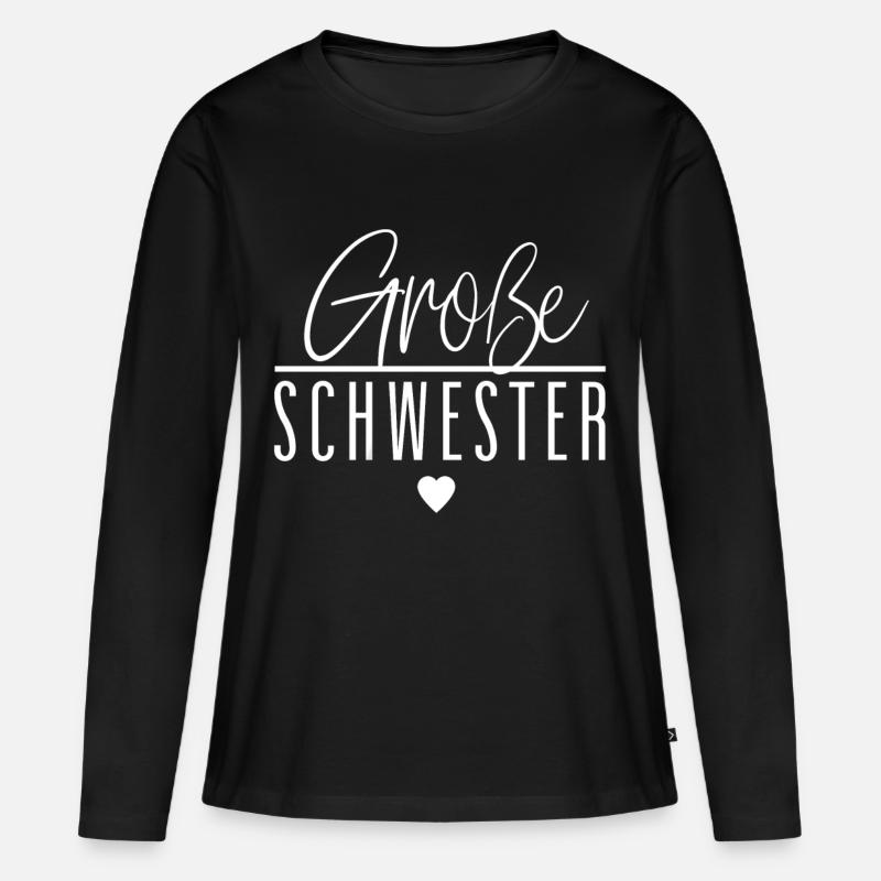 Große Schwester - Frauen Premium Bio Langarmshirt - Schwarz