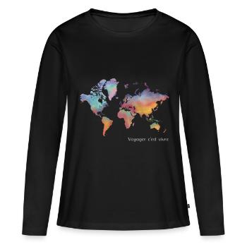 To travel is to live - colored world map - Women's Premium Organic Long Sleeve Shirt - black - Front - Julia (174cm)