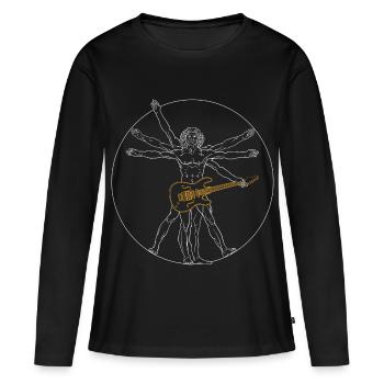 Guitar Da Vinci - Guitar Rock Gift - Women's Premium Organic Long Sleeve Shirt - black - Front - Julia (174cm)