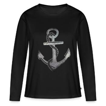 Anker - Frauen Premium Bio Langarmshirt - Schwarz - Vorne - Julia (174cm)
