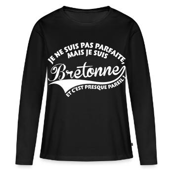 Parfaite Bretonne - T-shirt manches longues Premium bio Femme - noir - Devant - Julia (174cm)