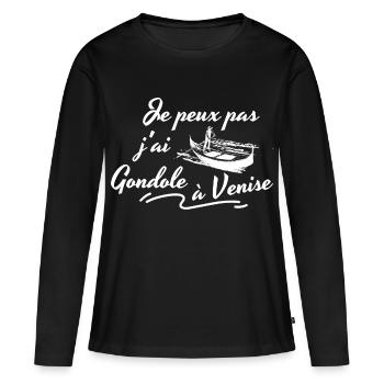 Je peux pas j'ai Gondole à Venise - T-shirt manches longues Premium bio Femme - noir - Devant - Julia (174cm)
