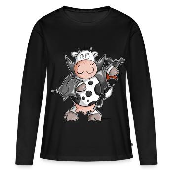 Dracula Kuh I Vampire Fun - T-shirt manches longues Premium bio Femme - noir - Devant - Julia (174cm)