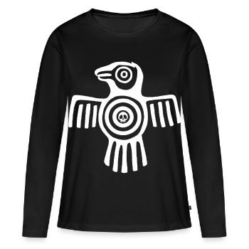 Oiseau inca blanc - T-shirt manches longues Premium bio Femme - noir - Devant - Julia (174cm)