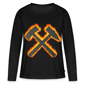 Mine de charbon à marteau et maillet Dortmund - T-shirt manches longues Premium bio Femme - noir - Devant - Julia (174cm)