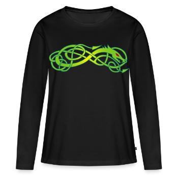 Serpent celte vert - T-shirt manches longues Premium bio Femme - noir - Devant - Julia (174cm)