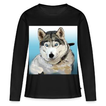 Husky - T-shirt manches longues Premium bio Femme - noir - Devant - Julia (174cm)