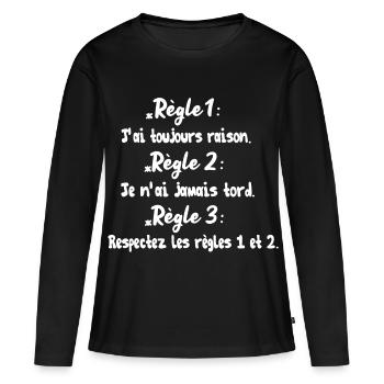 J'ai toujours raison - T-shirt manches longues Premium bio Femme - noir - Devant - Julia (174cm)