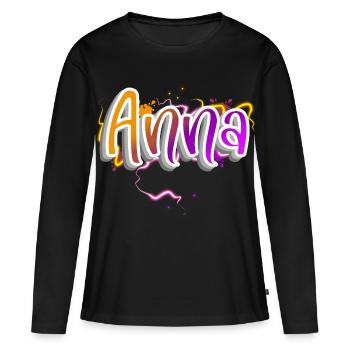 Anna - Frauen Premium Bio Langarmshirt - Schwarz - Vorne - Julia (174cm)