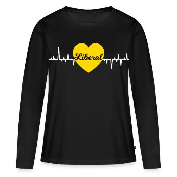 Le coeur libéral - T-shirt manches longues Premium bio Femme - noir - Devant - Julia (174cm)