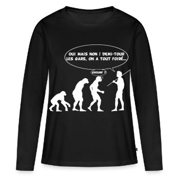 évolution inversée - T-shirt manches longues Premium bio Femme - noir - Devant - Julia (174cm)