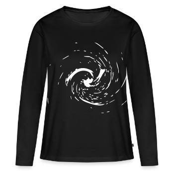 Strudel abstrait / Ligne / blanc / motif - T-shirt manches longues Premium bio Femme - noir - Devant - Julia (174cm)