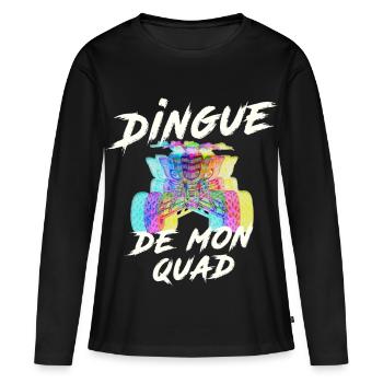 Quad : T-shirt dingue de quad, quad multicolore - T-shirt manches longues Premium bio Femme - noir - Devant - Julia (174cm)