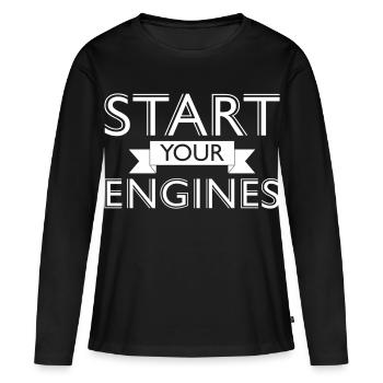 Démarrage de vos moteurs - T-shirt manches longues Premium bio Femme - noir - Devant - Julia (174cm)