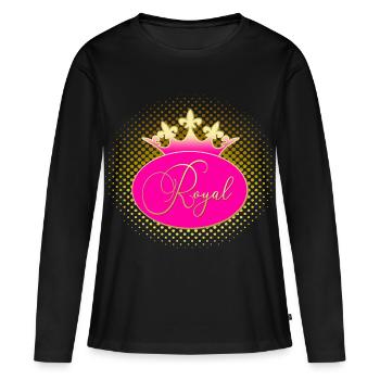 ROYAL Krone Gold Pink - T-shirt manches longues Premium bio Femme - noir - Devant - Julia (174cm)