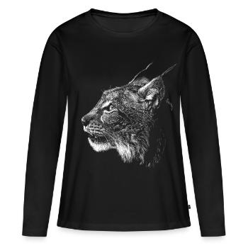 Luchs - Frauen Premium Bio Langarmshirt - Schwarz - Vorne - Julia (174cm)