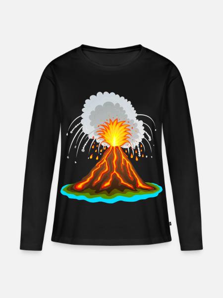 Vulkan, Vulkanausbuch, Lava, Magma,Vulkane vulcano - Frauen Premium Bio Langarmshirt - Schwarz