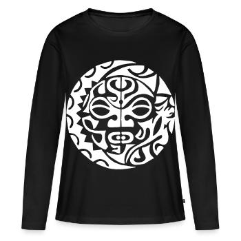 Polynesische Todeskopf weiß - Frauen Premium Bio Langarmshirt - Schwarz - Vorne - Julia (174cm)