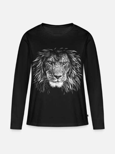 Löwe - Frauen Premium Bio Langarmshirt - Schwarz
