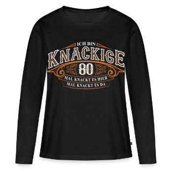 80. Geburtstag Ich Bin Knackige 80 Mal Knackt.... - Frauen Premium Bio Langarmshirt - Schwarz - Vorne - Julia (174cm)