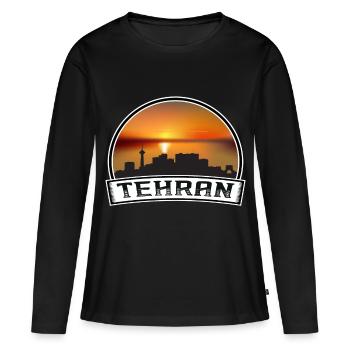 Téhéran Iran Skyline Vintage Sunset Travel Souvenir - T-shirt manches longues Premium bio Femme - noir - Devant - Julia (174cm)