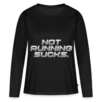 Ne pas courir suce drôle de course - T-shirt manches longues Premium bio Femme - noir - Devant - Julia (174cm)