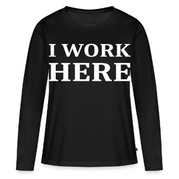 Ich Arbeite hier - Frauen Premium Bio Langarmshirt - Schwarz - Vorne - Julia (174cm)