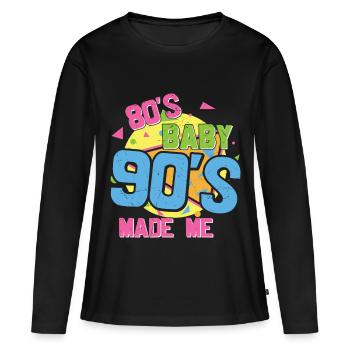 80s bébé 90s m’a fait j’aime les années 80 90s - T-shirt manches longues Premium bio Femme - noir - Devant - Julia (174cm)