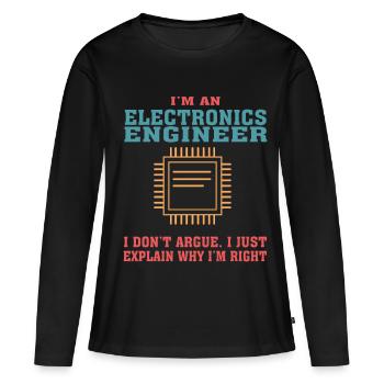 Drôle de devis d’ingénierie électronique pour l’électronique - T-shirt manches longues Premium bio Femme - noir - Devant - Julia (174cm)