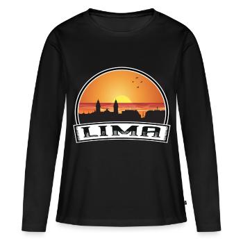 Lima Peru Skyline Vintage Sunset Souvenir de voyage - T-shirt manches longues Premium bio Femme - noir - Devant - Julia (174cm)