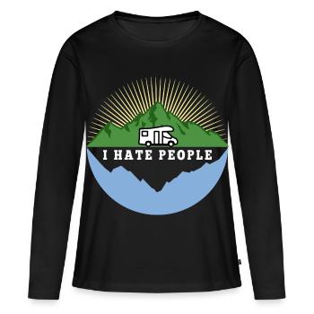 I hate people - Camping Nature Solitude - T-shirt manches longues Premium bio Femme - noir - Devant - Julia (174cm)