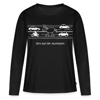 sur l’autoroute, la circulation, la route, la voiture, les roues - T-shirt manches longues Premium bio Femme - noir - Devant - Julia (174cm)
