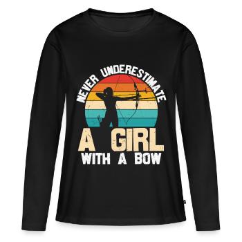 Conception de tir à l’arc amusante pour les filles bowhunter - T-shirt manches longues Premium bio Femme - noir - Devant - Julia (174cm)