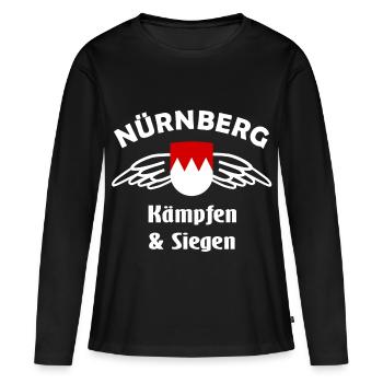 Nürnberg Fans - Frauen Premium Bio Langarmshirt - Schwarz - Vorne - Julia (174cm)