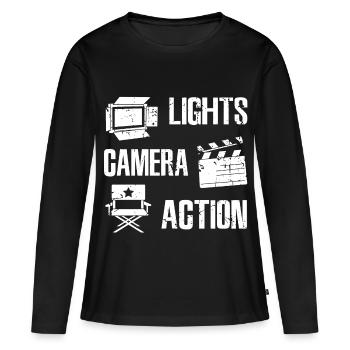 Cinéaste - T-shirt manches longues Premium bio Femme - noir - Devant - Julia (174cm)