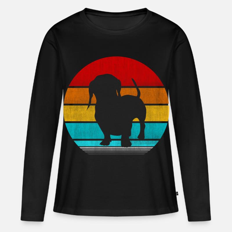 Dackel - Frauen Premium Bio Langarmshirt - Schwarz