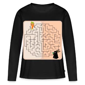 Labyrinthe Lapin de Pâques - T-shirt manches longues Premium bio Femme - noir - Devant - Julia (174cm)