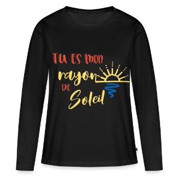 tu es mon rayon de soleil - T-shirt manches longues Premium bio Femme - noir - Devant - Julia (174cm)