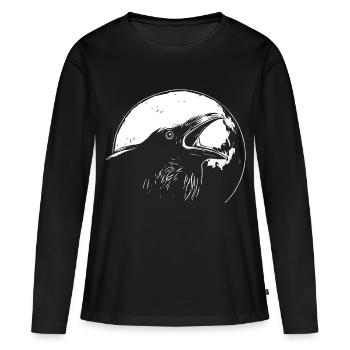 Corbeau en pleine lune - T-shirt manches longues Premium bio Femme - noir - Devant - Julia (174cm)