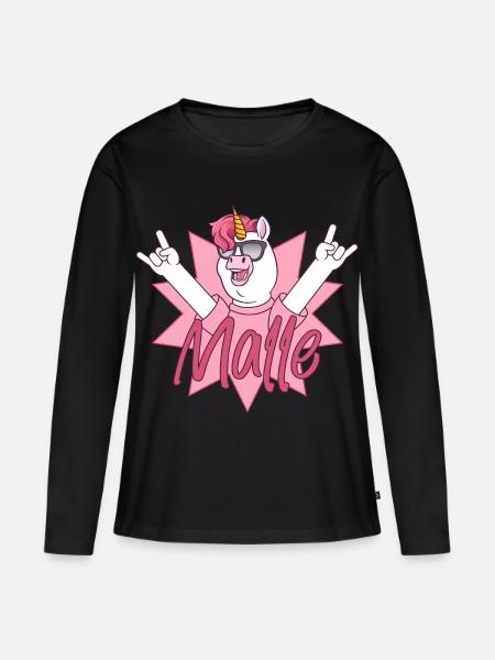 Malle Outfit Einhorn - Frauen Premium Bio Langarmshirt - Schwarz