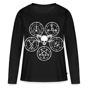 White demon skull and demonic symbols - Women's Premium Organic Long Sleeve Shirt - black - Front - Julia (174cm)