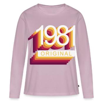 Born in 1981 - Women's Premium Organic Long Sleeve Shirt - dusky pink - Front - Julia (174cm)
