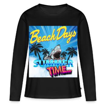 Heure d'été - T-shirt manches longues Premium bio Femme - noir - Devant - Julia (174cm)