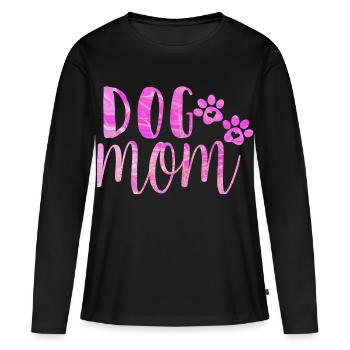 Maman chien - T-shirt manches longues Premium bio Femme - noir - Devant - Julia (174cm)