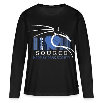 J’adore les logiciels open source - T-shirt manches longues Premium bio Femme - noir - Devant - Julia (174cm)
