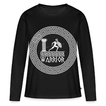 Guerrier grec antique (blanc) - T-shirt manches longues Premium bio Femme - noir - Devant - Julia (174cm)