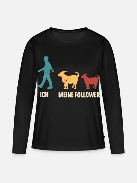 Ich Und Meine Follower Ziegen Ziege - Frauen Premium Bio Langarmshirt - Schwarz