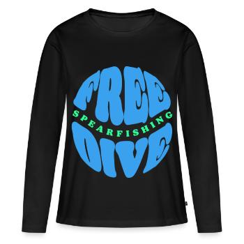 Freedive and Spearfishing Typography - Women's Premium Organic Long Sleeve Shirt - black - Front - Julia (174cm)