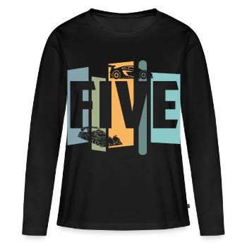 Five years old - Women's Premium Organic Long Sleeve Shirt - black - Front - Julia (174cm)
